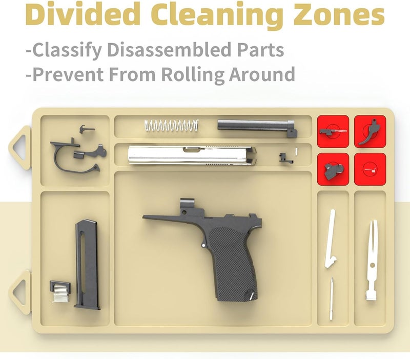 Magsaddle Pistol Gun Cleaning Mat, Thick Gun Cleaning Pad with Magnetic Organizer Parts Tray, Anti-Slip Rubberized Pistol Handgun Revolver Gun Mat, Protective Workbench Mat for Glock Cleaning - Image 4